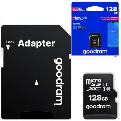 GOODRAM karta pamięci microSD 128GB 100MB/s class 10 UHS I z adapterem SD