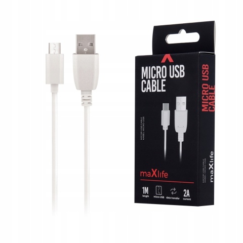 Maxlife kabel USB - microUSB 1,0 m 3A biały